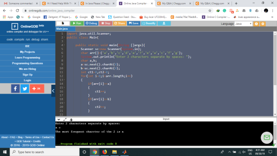 M Someone commented x C Hi I Need Help With Th x C In Java Please | Chegg. X Online Java Compiler - X C My Q&A | Chegg.com ~
