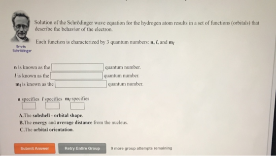 Solution of the Schrödinger wave equation for the hydrogen atom results in a set of functions (orbitals) that describe the be