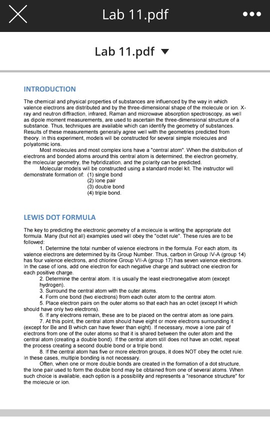 Х Lab 11.pdf Lab 11.pdf INTRODUCTION The chemical and physical properties of substances are influenced by the way in which va
