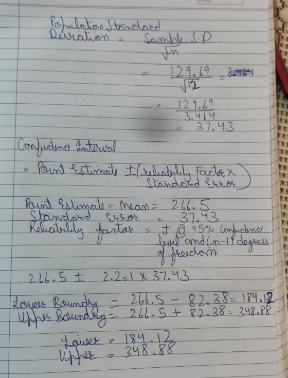 Population Standard Devration - Samhle. S.P. - 129.69 2004 129.69 3.464 = 37.43 Confudend Interval e point estimate I reliabi