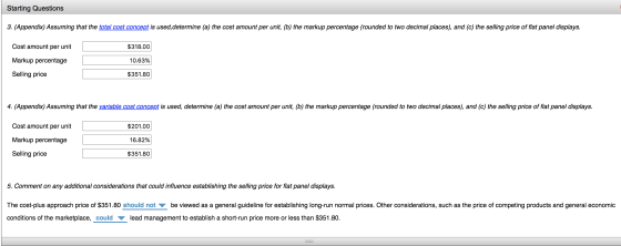 Starting Questions 3. (Appendix) Assuming that the total cost concept is used,determine (a) the cost amount per unit, (b) the