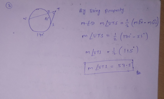 لی T 2 S By using property m 22 m Zuts = 1/2 (m5v - mis) LUTS = 1 / 2 (170° - 55 ) LUTS + 1₂ (115) 1709 м LUTS = = 57.5 An