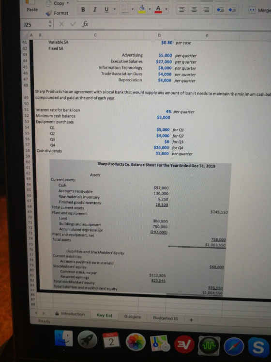 Copy Format BIU x fx .A. = = = Paste J25 Merge AB $0.80 per case Variable SA Fixed SA Advertising Executive Salaries Informat