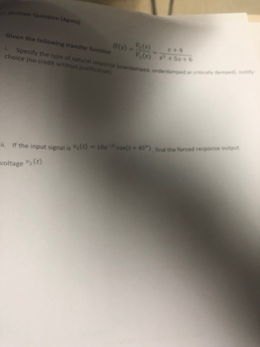 Given the f Specify the choice (no credit ) find the forced response output li. If the input signal is voltage Ct)