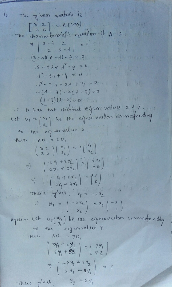4. The gives malsin is [2.] 2. A (say) The chanallenistic equation of A is 3rd 2 20 2 2 (3-d) (6-d) -4 - 0 18 – Ide do 4 dogd