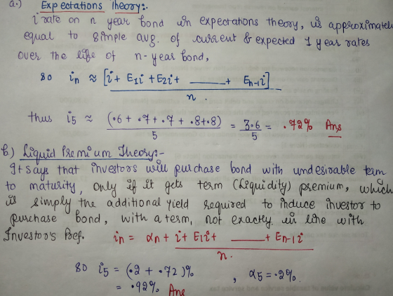 aExp eotations heooy iae on n yeav bond in expectahons theosy, appeoxkmatel equal to ihmple aug. of a eut & expeted eal Tares 1tsaue that ihvetoos wsil pul chase bond with und esivabke teum to matuty, Only it gets tam CRqui dity pemium, whic i imply the additonal field oquived to inde inuestor to uchase bond, with a tesm, not exastu ui ihe with