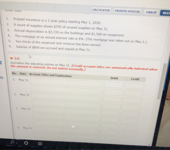 et audi CALCULATOR PRINTER VERSION « <BACK NEXT 1. Prepaid insurance is a 1-year policy starting May 1, 2020. 2. A count of s