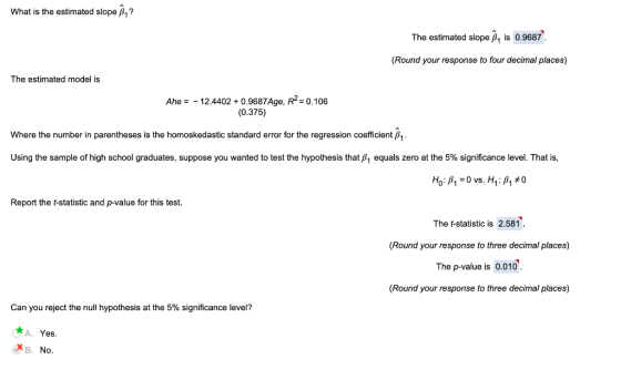 What is the estimated slope B.? The estimated slope B, is 0.9687 (Round your response to four decimal places) The estimated m
