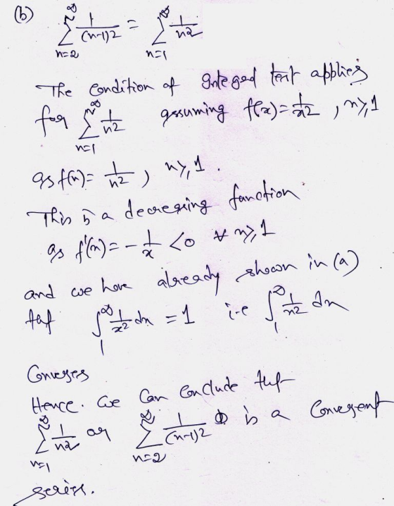 ma The condition of Integed test applies for you to gessuming fla) = 2 ny, 1 es fa te, my, 1. This 5 a decreasing function os