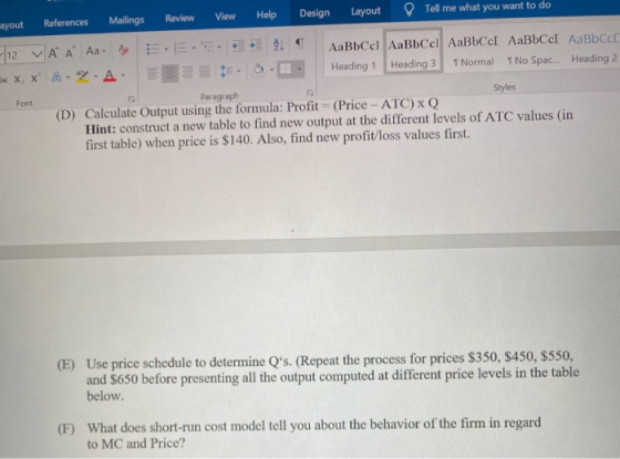 View Help Design Layout Tell me what you want to do Review Mailings References ayout - 12 VA À Aa A E ET 2. AaBbCel AaBbcc) A