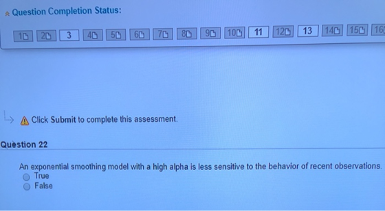 Question Completion Status: 14 15 160 12D 13 100 11 8D 7C 3 4D 2D 1D A Click Submit to complete this assessment Question 22 A