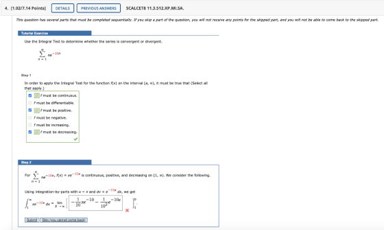 4. (1.02/7.14 Points] DETAILS PREVIOUS ANSWERS SCALCETS 11.3.512.XP.MI.SA. This question has several parts that must be compl