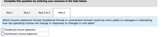 Complete this question by entering your answers in the tabs below. Req 1 Req 2 Req 3 to 5 Req 6 Which income statement format