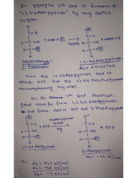 In glycolysis 6th Step is formation of 1,3 bis Phos glycerate. by thing GAPDH engyme. cao OP NAD + P H-C-OH GADPH H-C-04 +