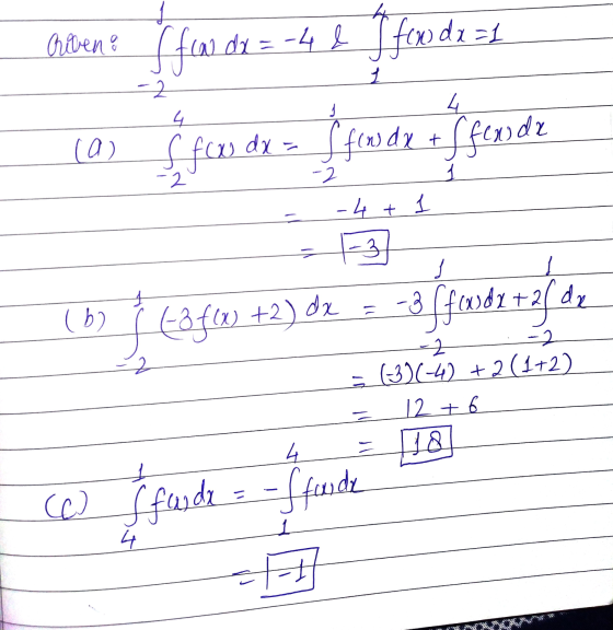 Arbene (for de = -4 & I for de al 1 -2 4 4 (0) + & fox dx f fou dx + ( fende -2 -2 I .4 + I 1-3 63f_+2) dz -3 ffuda +26 de -