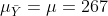 \mu_{\bar{Y}}=\mu=267