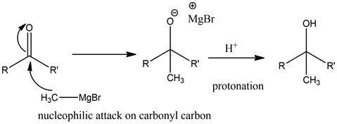MgBr
ОН
Н*
R
R
R
R
CH3
CH3
protonation
Нас — Мовr
nucleophilic attack on
carbonyl carbon
OO
