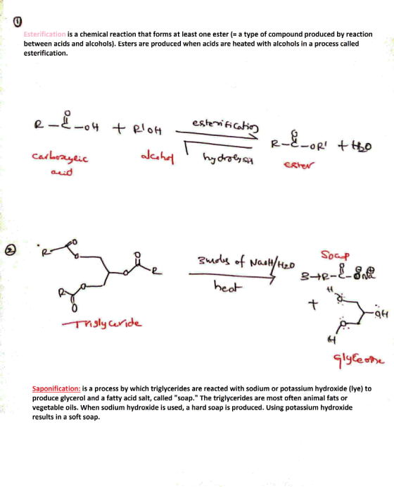 Esterification is a chemical reaction that forms at least one ester (= a type of compound produced by reaction between acids