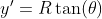 y'=R\tan(\theta)