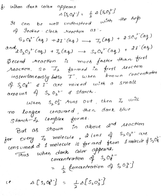 6- ialhen daxk colox oppears Jt can be well vndenstood d) Jodbne cleck eachon as - oth the he eacton s much faster than brtt