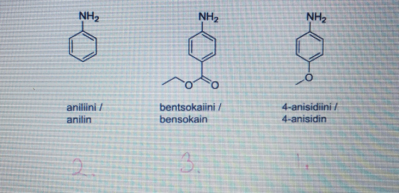 Bos ! anilini bentsokaiini / bensokain 4-anisidiini / 4-anisidin