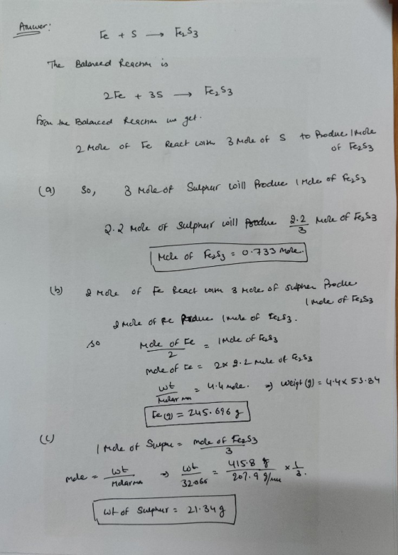 Arower! Fees - Fee S3 The Balanced Reachan is 2Fe + 3s Fe₂ S3 from the Balanced Reachan we get. s 3 More of 2 more of Fe Reac