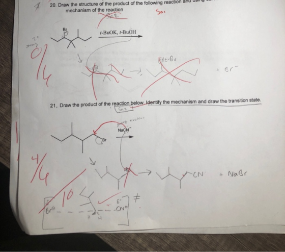 20. Draw the structure of the product of the following reaction mechanism the reaction Sn Br 1-BuOK, r-BuOH 25 er Sole-Bv 21,