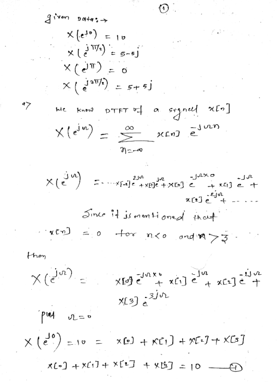 0 Data → givan Xleto) 10 xV) 5-oj x()=0 x ( c1 217) = 5+5j a ele know DTFT oH signeel ain x levien -Jun Kin] ، له x(1) ** + 2