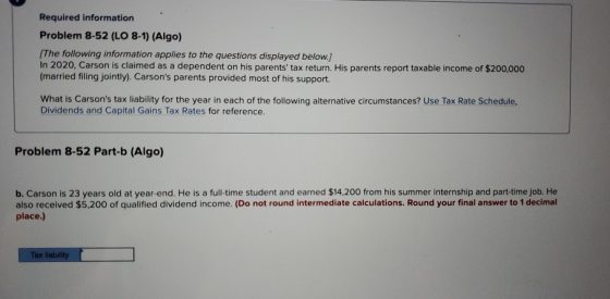 Required information Problem 8-52 (LO 8-1) (Algo) (The following information applies to the questions displayed below.) In 20