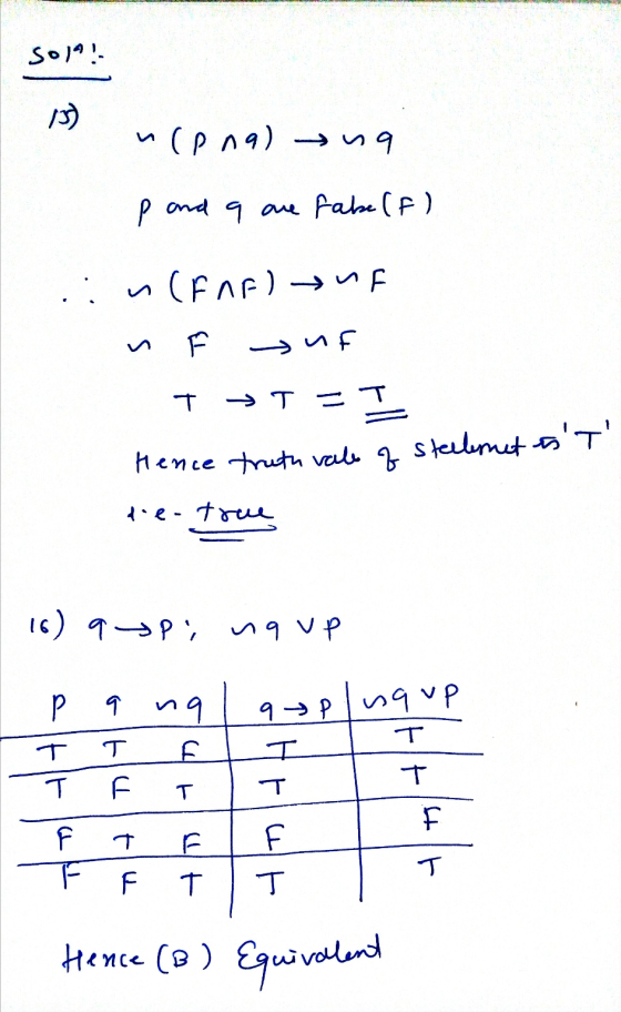 Sola! nlpna) na p and 9 ore fabe (f) :: CFAF) →ng n F и Ғ T =T = T 프 Hence truth rate of steel net is T doe- true 16) 9 pi
