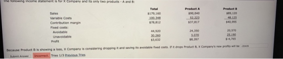IN A L ally and only two products - A and 8: Sales Total $179,160 100.34 $78,812 Product A 590,040 52.223 $37,817 Product B $