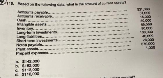 118 Based On The Following Data What Is The Amount Of Curren Llowing 