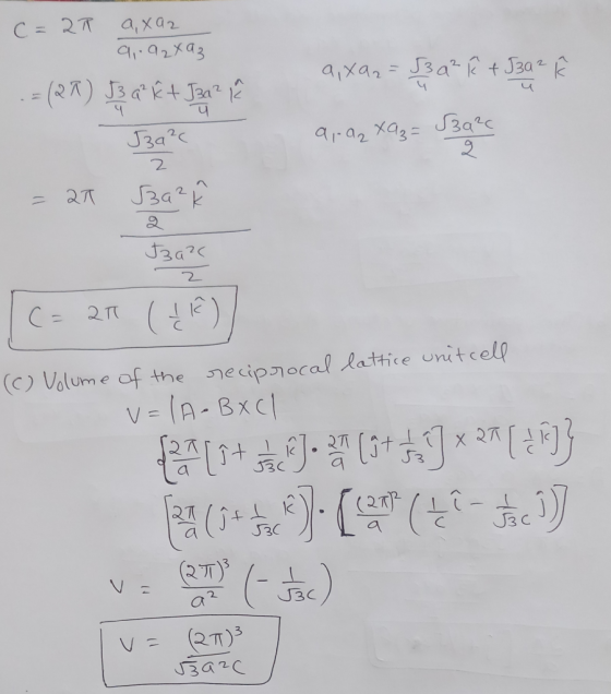 С= 2та, хар а - ахад axan - Jза“ + Jза - Е (21) Ja+Ta ауа, ха, - за - 23 24°Е за? с ап ()) (c) Volume of the reciprocal latt