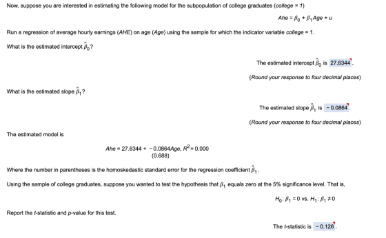 Now, suppose you are interested in estimating the following model for the subpopulation of college graduates (college = 1) Ah