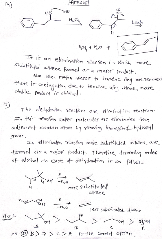 Hanower! to tson + thot It is an elimination reaction in which more substituted alkene formed as a major product. . Also when