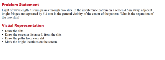 Problem Statement Light of wavelength 519 nm passes through two slits. In the interference pattern on a screen 4.6 m away, ad