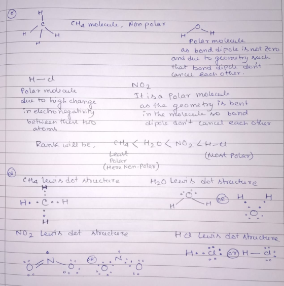 CHA molecule, Non polar Polar molecule as bond dipole is not Zero and due to geometry seech that bond dipole dont Cancel eac