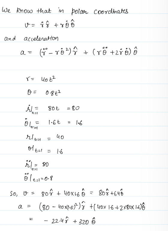We know that in porar coordinates v=g tro and acceleration a= (8-882) ŷ cro+288) ô r= o= not? 0.872 uten sl. = 80t =80 Öl = 1