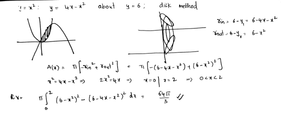 1 -x disk about = 나가 기지 G-6) method din = 6-y,= 6-42-기는 dout = 6-y, = ? 2 지니가 키 A(5) - - not soul] -(1-td-t) (6)] 구름나기 계 것이 (