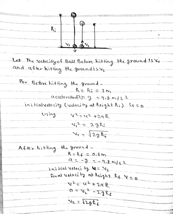 et The vcbcityof BahtnA raundisV, and aftr hitthing teroundisVi For Beforc hitHns thegond- vsin Attex hiting tR grvn4 iniHal veloci V-N2