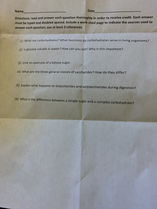 Name Date Directions: read and answer each question thoroughly in order to receive credit. Each answer must be typed and doub