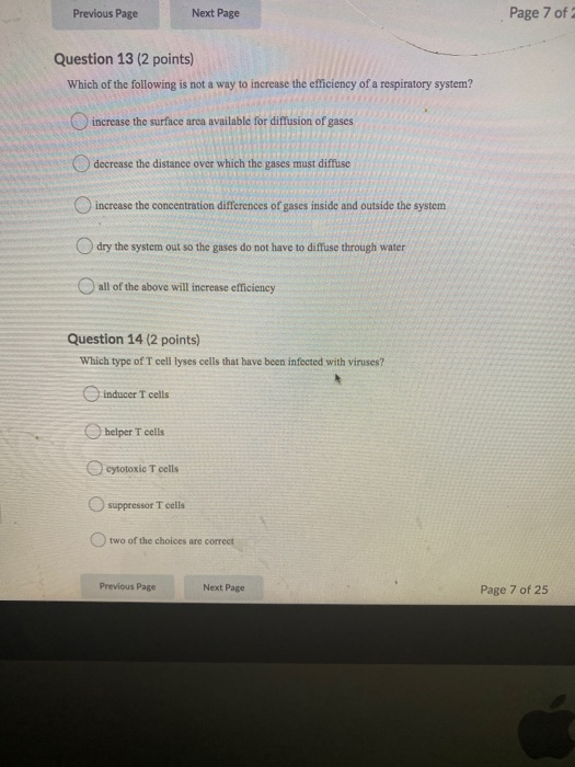 Previous Page Next Page Page 7 of 2 Question 13 (2 points) Which of the following is not a way to increase the efficiency of