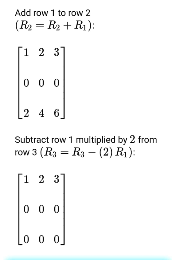 Add row 1 to row2 (R2 -R2 +R1): Γι 2 31 2 4 6 Subtract row 1 multiplied by 2 from row 3 (R3 R3 (2) Ri):