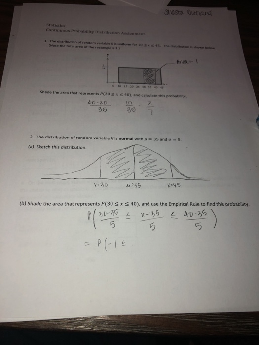 shasta unard Continuous Probability Distribution Assignment 1. The distribution of random variable X is uniform for 105x 545.