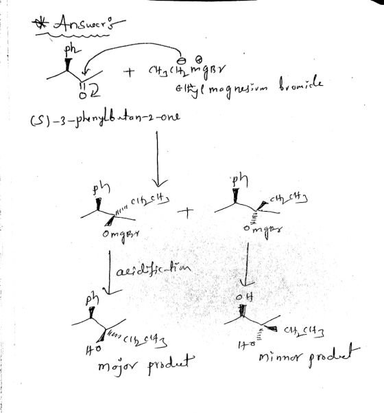 * Answers it + city linger 1 Eltgl magnesium bromidle (S)-3-phenylbutan-2-one . ph. Achaty Sarcis_clt, omgory acidification K