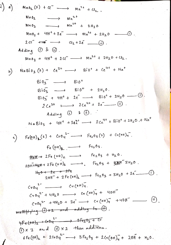 AU MnO2 (s) + i - mn?t tel. MnO2 Mn2t : MnO2 - mn2+ + 2H2O MnO2 + 4H+ + 2é z mnlt + 2H20 - 0. 201 the C2+ z é . . Adding & .