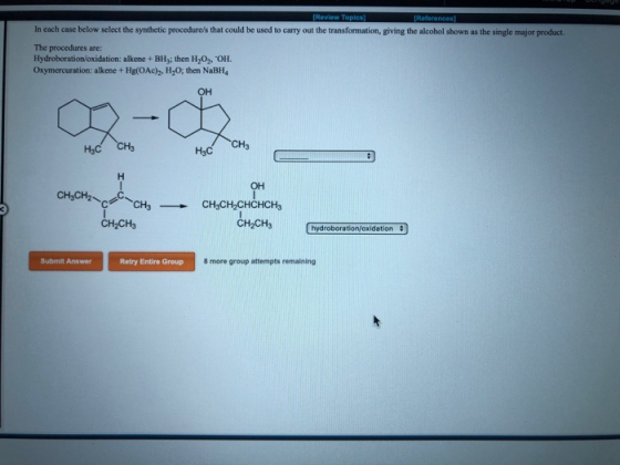 [Review Topics] [References In each case below select the synthetic procedure/s that could be used to carry out the transform