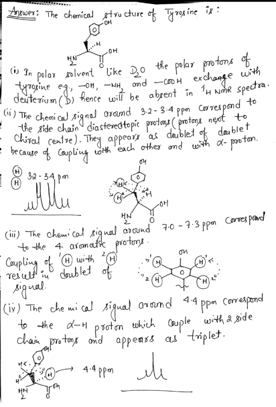 Angwer: The chemical structure OH u chuire de Он In polar solvent like Do the polar protons of yoosine egin -OH, -NH, ond -CO