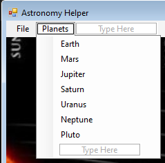 Astronomy Helper File Planets Type Here SUN Earth Mars Jupiter Saturn Uranus Neptune Pluto Type Here