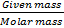 Given mass Molar mass